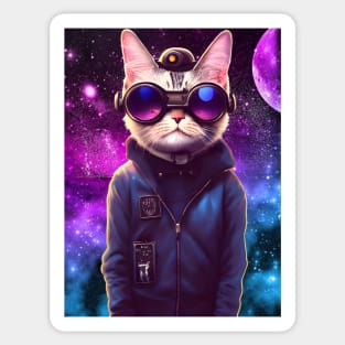 Techno Cat In Cyber Space Sticker